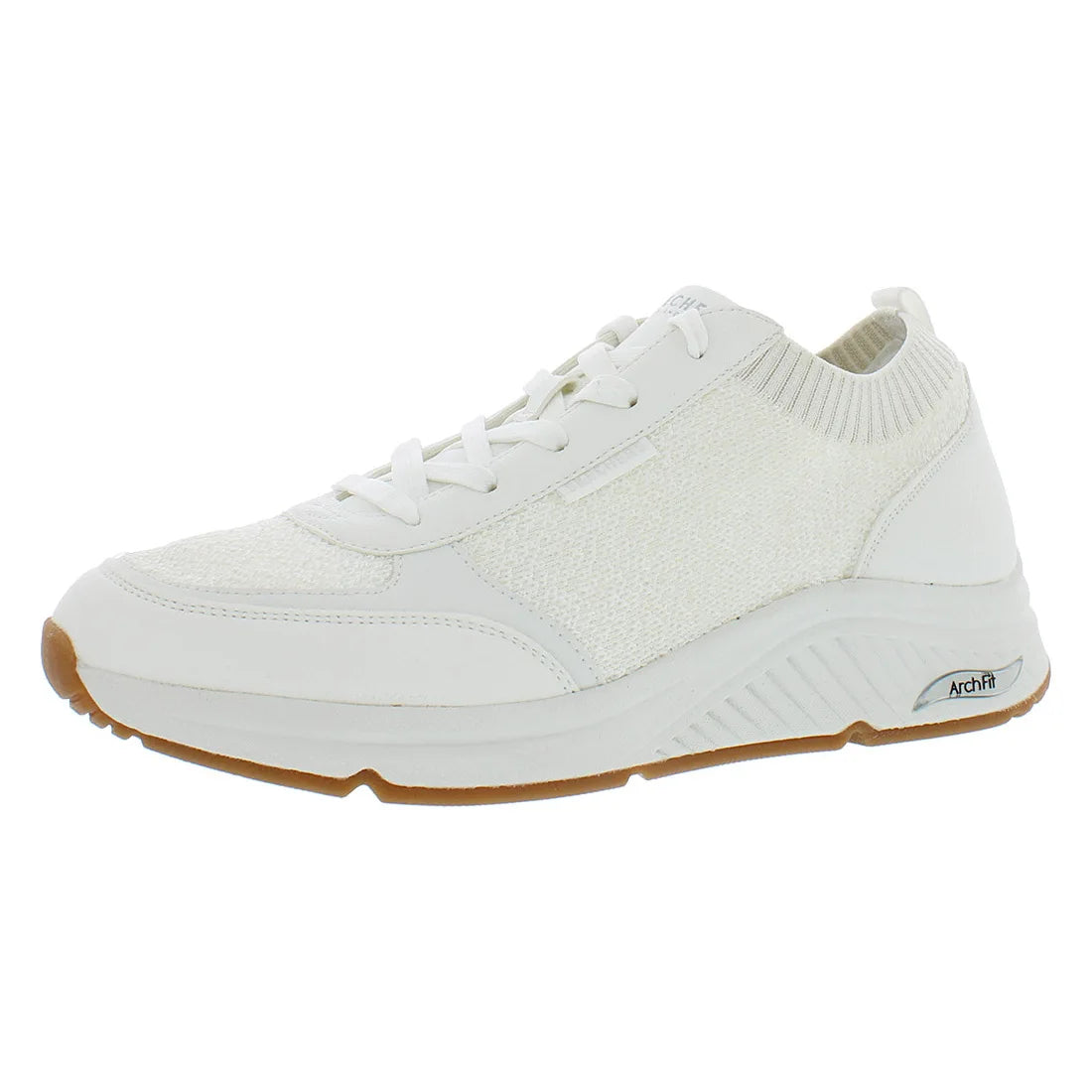 For Arch Fit S-Miles Walk on for Women Lighted White Sneakers with Knitted Upper and Rubber Insole Made in China