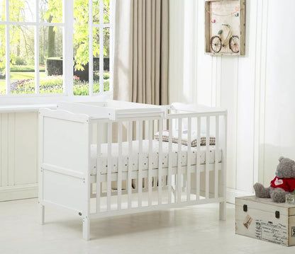 mcc direct Wooden Baby Cot Bed Orlando Top Changer &Aloe Vera Water repellent Mattress