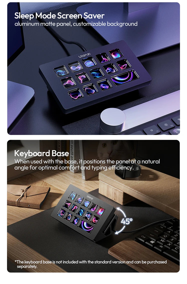 Ulanzi D200H Live Streaming Controller 13 LCD Keys for Tiktok Youtube Vlog Content Creation Photo Video Editing Gaming Office