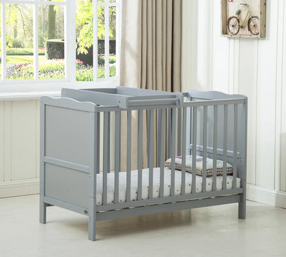 mcc direct Wooden Baby Cot Bed Orlando Top Changer &Aloe Vera Water repellent Mattress