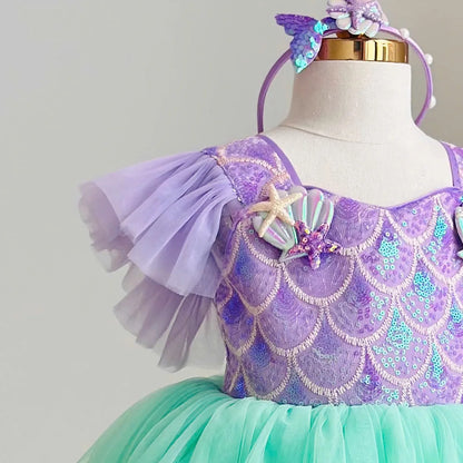 Mermaid Princess Dress for Girls Sparkly Birthday Party Gown Kids Costume Outfit Nhung Nguyen Prince Dress Baby