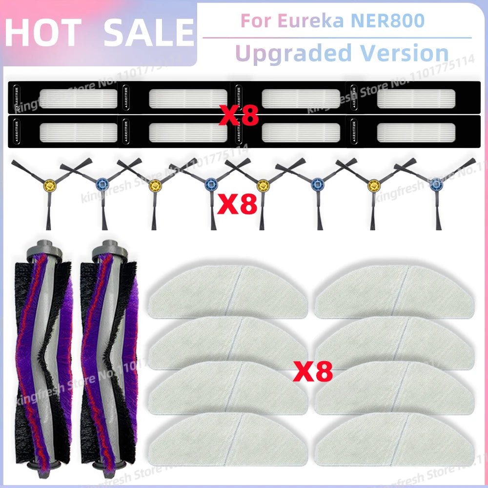 Compatible For Eureka NER800 Robot Vacuum Replacement Parts Main Roller Side Brush Hepa Filter Mop Cloth Accessories