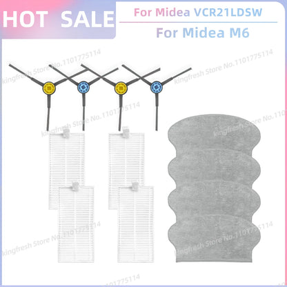 Fit For Midea VCR21LDSW / Midea M6 / Eureka NER600 Robot Vacuum Parts Main Roller Side Brush Hepa Filter Mop Cloth Accessories
