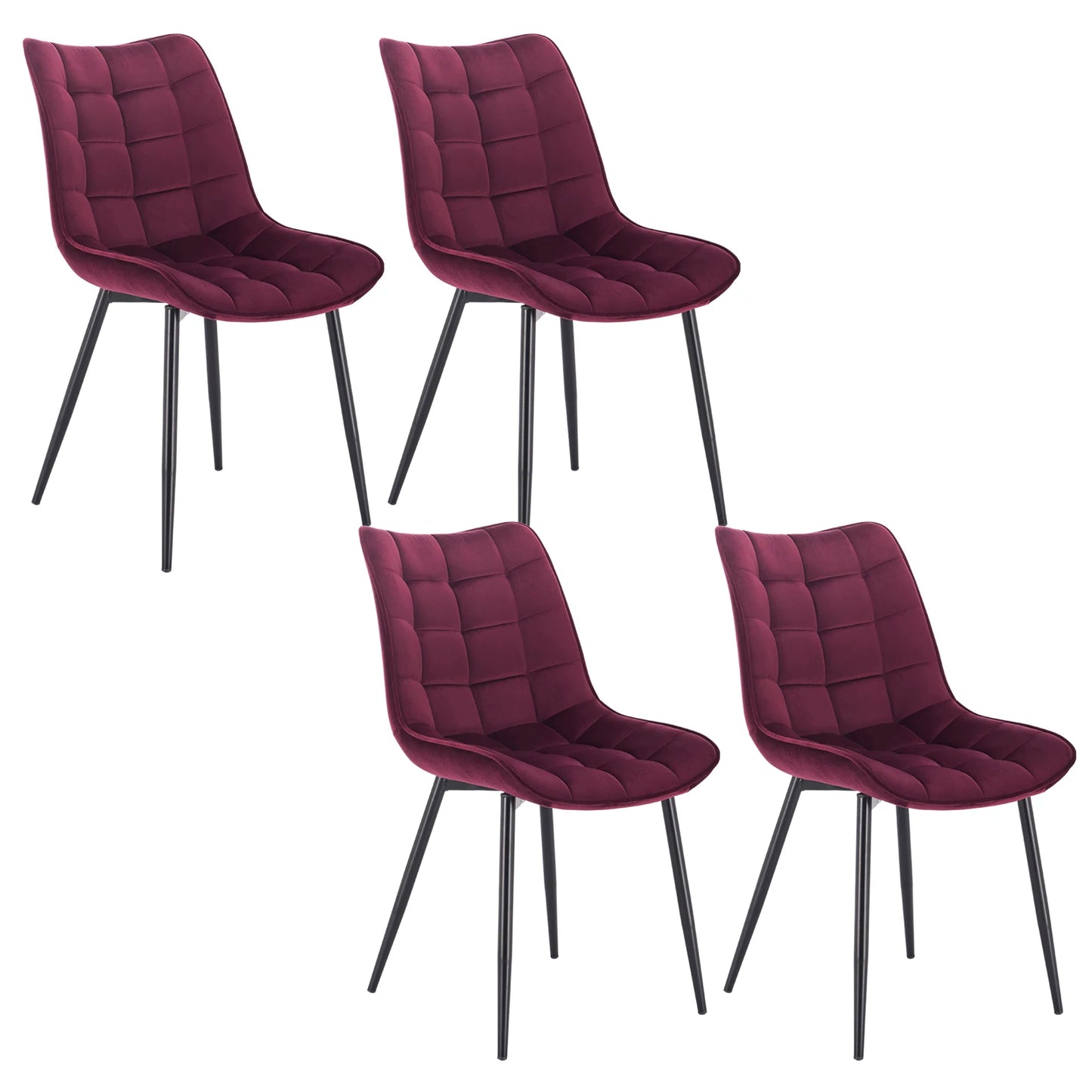 4PCs/Set Faux Leather/Fabric/Velvet/Linen Kitchen Chair  Dining Chairs Stable Metal Legs Upholstered Seat Kitchen Furniture