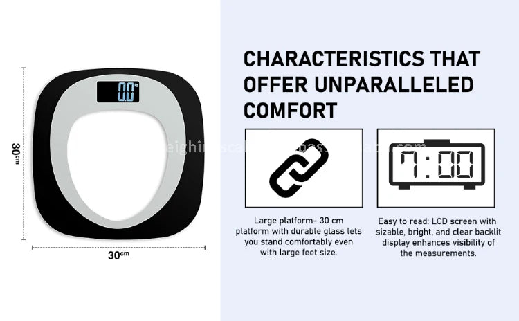 Custom Logo Large LCD Display Digital Personal Weighing Scale Standard Quality Tempered Glass Skid Proof Maximum Weight 180kg