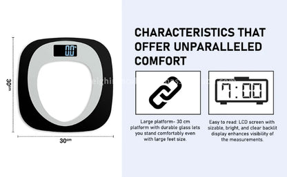 Custom Logo Large LCD Display Digital Personal Weighing Scale Standard Quality Tempered Glass Skid Proof Maximum Weight 180kg