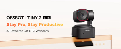 OBSBOT Tiny 2 Lite 4K Webcam for PC, AI Tracking PTZ Streaming Camera with 1/2" Sensor, Gesture Control, 60 FPS, HDR, Microphone