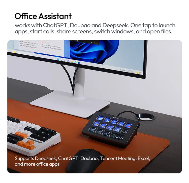 Ulanzi D200H Live Streaming Controller 13 LCD Keys for Tiktok Youtube Vlog Content Creation Photo Video Editing Gaming Office