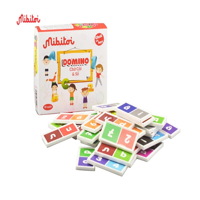 Mibitoi Montessori Educational Math Domino Learning Set Plastic Alphabet Numbers 2-7 Years Kids Unisex Customized Logo BSCI FCCA