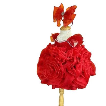 High Quality Rose Chiffon Princess Dress for Baby Girls by Nhung Nguyen OEM ODM Custom Made in Vietnam Kids Party Wear 1