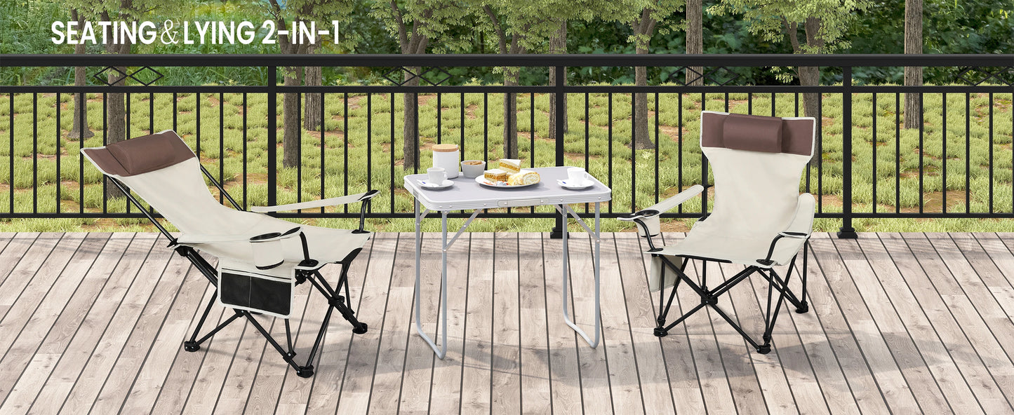 Folding Camping Chair  Lightweight Outdoor Chair Fishing Chair with Headrest Cup Holder Storage Carry Bag for Hiking Picnic Beac