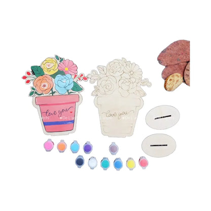 Delarchi Creative Folk Art Wooden Flowers Craft Kit for Kids-Home Decoration Vietnam Inspired Ages 4-12