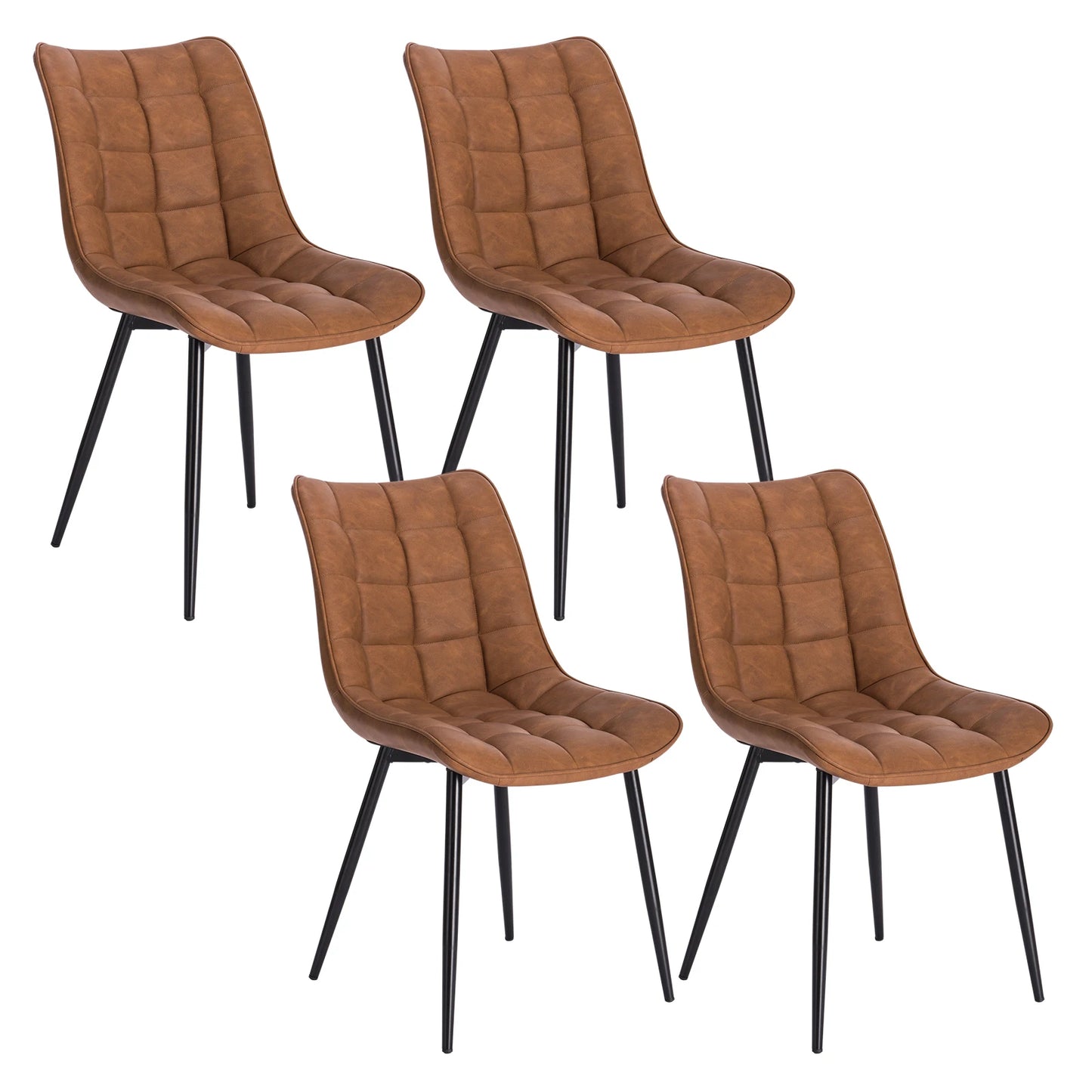 4PCs/Set Faux Leather/Fabric/Velvet/Linen Kitchen Chair  Dining Chairs Stable Metal Legs Upholstered Seat Kitchen Furniture