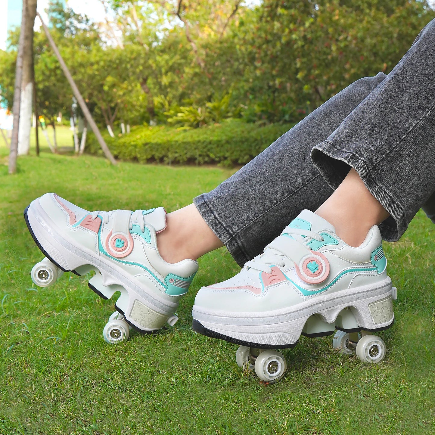 High Quality Roller Shoes Size 33-42 Roller Skate Shoes Sneakers 2-in-1 Roller Littel Kids