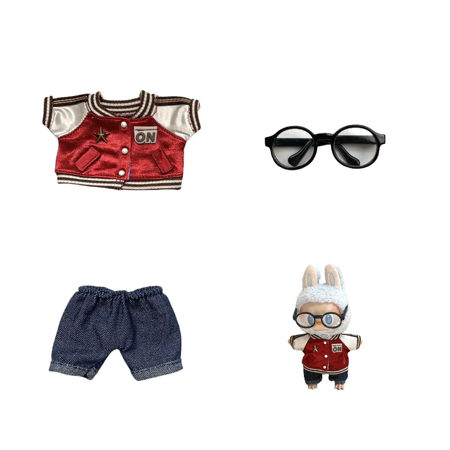 Mini Plush Doll'S Clothes Outfit Accessories For Korea Kpop Exo Labubu V1 V2 Idol Dolls Goose Dinosaur Macaron Clothing Gift