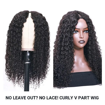 Deep Curly V Part Wig Human Hair No Leave Out Brazilian Deep Wave Human Hair Wigs for Women U Part No Glue Virgin Wigs On Sale