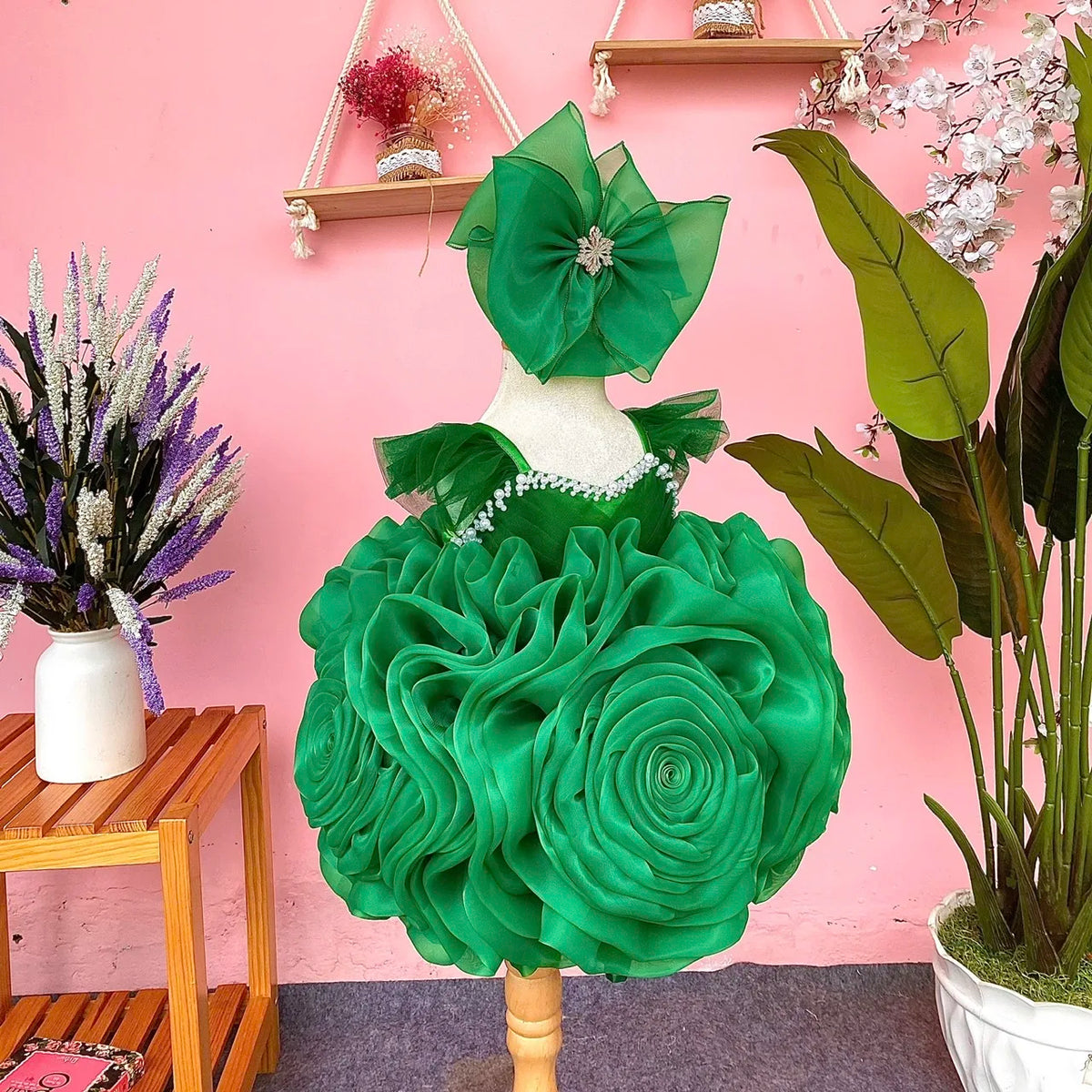 High Quality Rose Chiffon Princess Dress for Baby Girls by Nhung Nguyen OEM ODM Custom Made in Vietnam Kids Party Wear 1