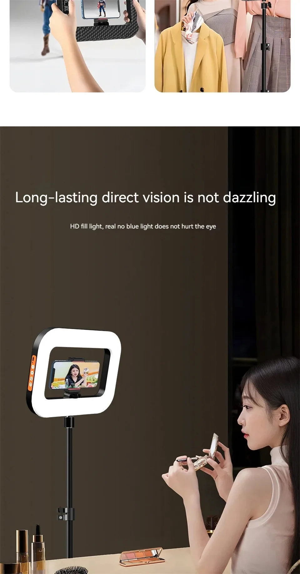 VBNBV New Handheld Ring LED Rechargeable Fill light Portable Mobile Phone Live Broadcast Photography Desktop Selfie Light ﻿
