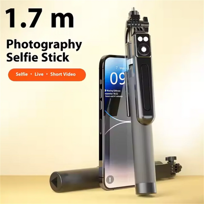 FANGTUOSI 1.7M 360 ° rotation Selfie Stick Wireless Tripod Stand with Light Bluetooth Remote Extendable phone holder for Tlktok