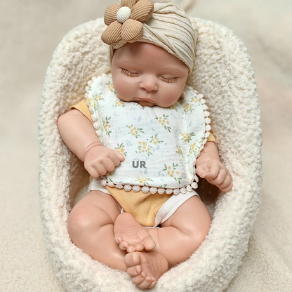 18' Lifelike Silicone Reborn Dolls Full Body Realistic Newborn Baby Doll with Closed Eyes Soft Platinum Silicone Baby Boy