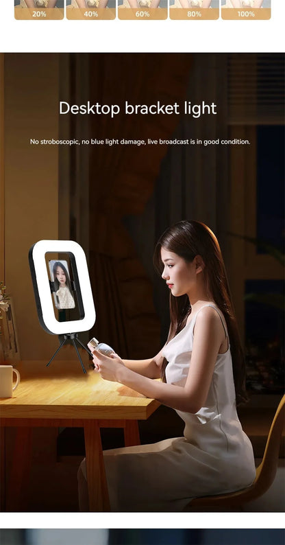 VBNBV New Handheld Ring LED Rechargeable Fill light Portable Mobile Phone Live Broadcast Photography Desktop Selfie Light ﻿