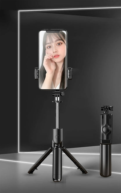 Roreta Wireless Selfie Stick Tripod Stand Bluetooth Remote Extendable Tripod for iPhone Mobile Phone Tiktok Live Streaming