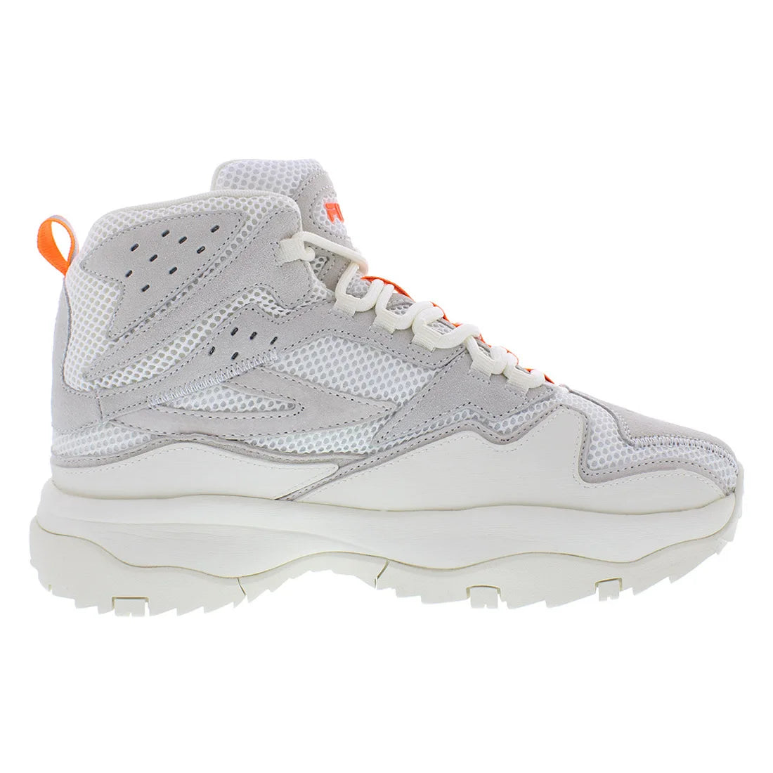 Fila Men's Ranger Boot Shoes High Cut Retro Style Cream Orange PU Upper Mesh Lining Lace Up Sporty Walking Sneakers