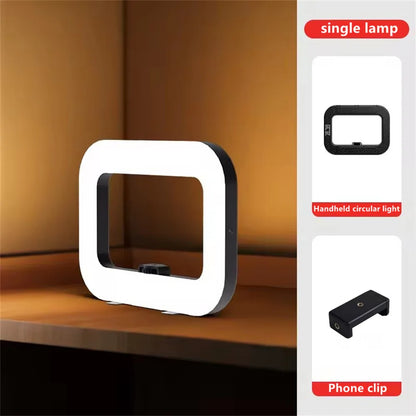 New Handheld Ring LED Rechargeable Fill light Portable Mobile Phone Live Broadcast selfie Photography Desktop Rabbit Cage