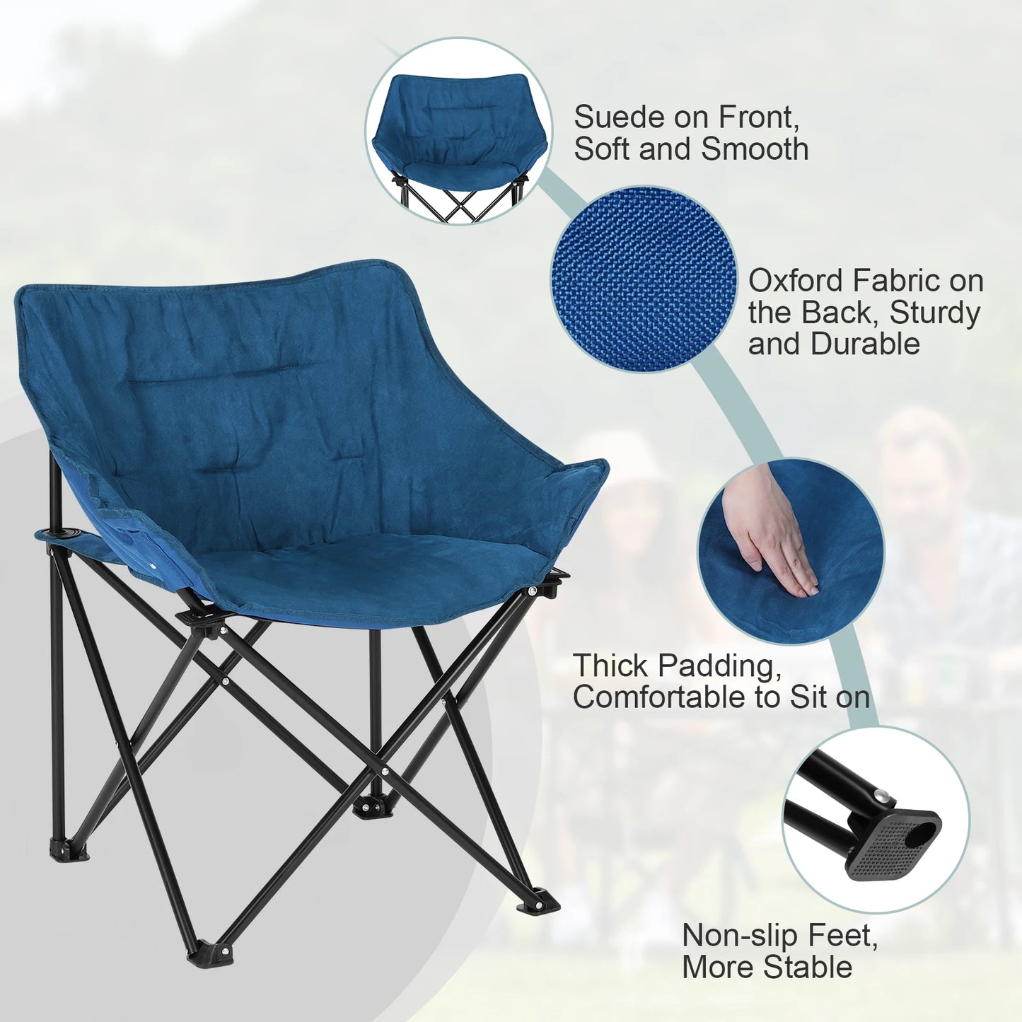 1PC Foldable Camping Lightweight Portable Fishing Chair Folding Armchair with Padded Seat Carry Bag  for Outdoor Beach Picnic