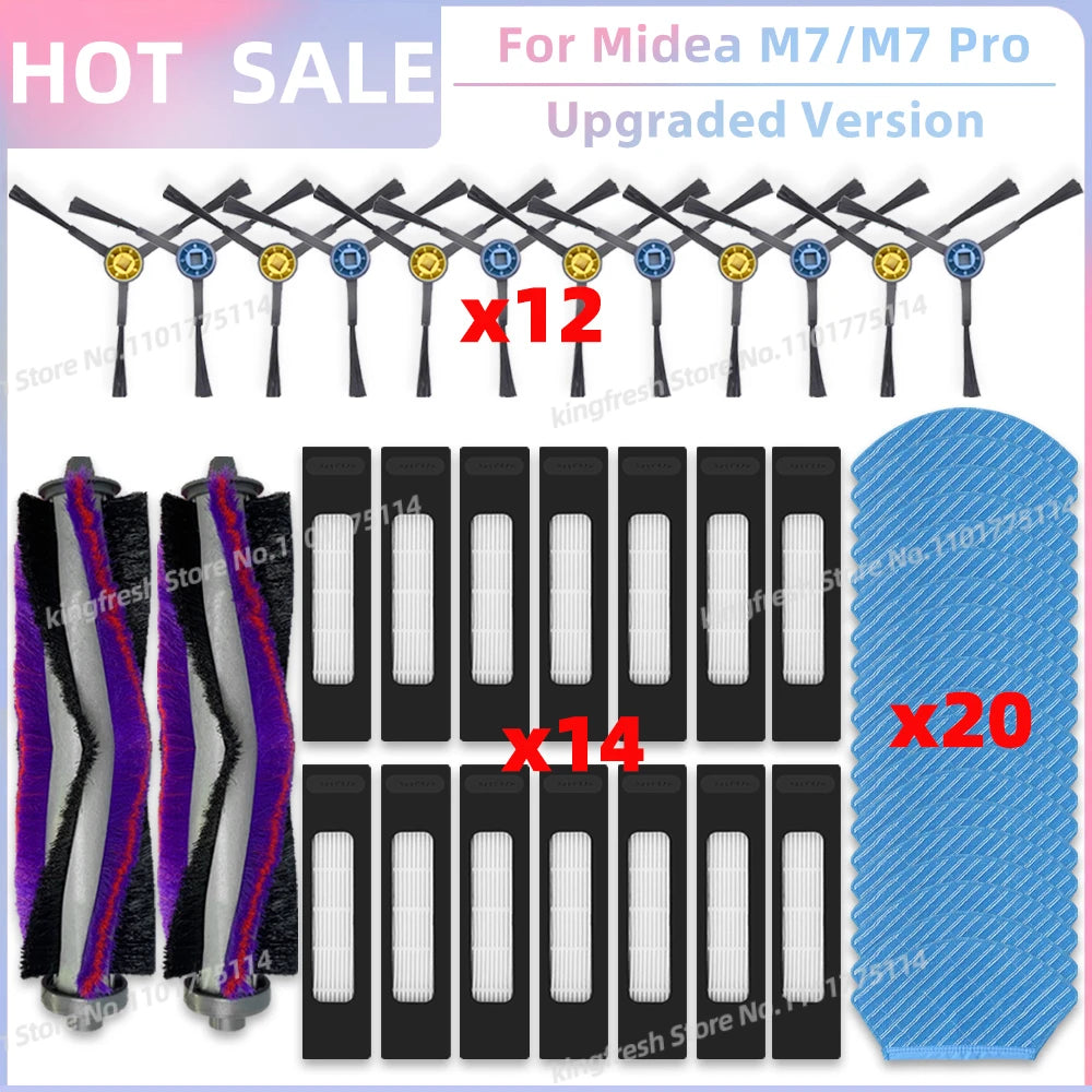 Fit For ( Midea M7 / M7 Pro / M7 EVO, Eureka NER700 ) Vacuum Parts Main Roller Side Brush Hepa Filter Mop Cloth Accessories