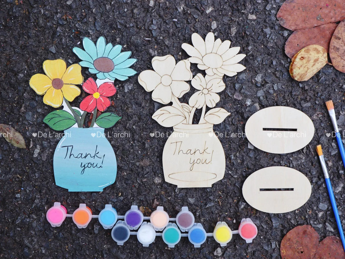 Delarchi Creative Folk Art Wooden Flowers Craft Kit for Kids-Home Decoration Vietnam Inspired Ages 4-12