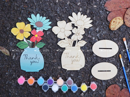 Delarchi Creative Folk Art Wooden Flowers Craft Kit for Kids-Home Decoration Vietnam Inspired Ages 4-12