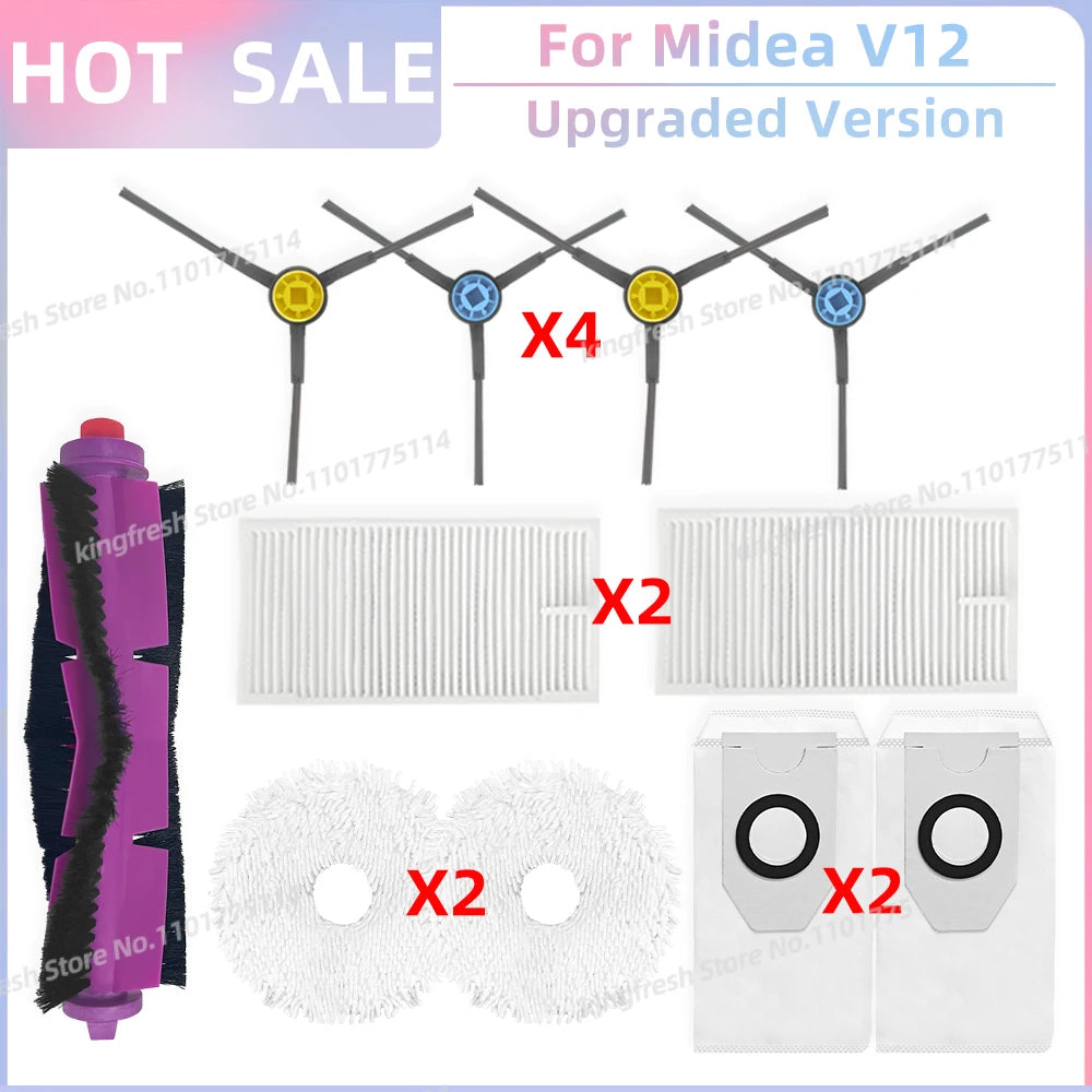 Fit for 미디어 Midea V12 / Eureka J12 Ultra Replacement Parts Accessories Main Roller Side Brush Hepa Filter Mop Cloth Dust Bag