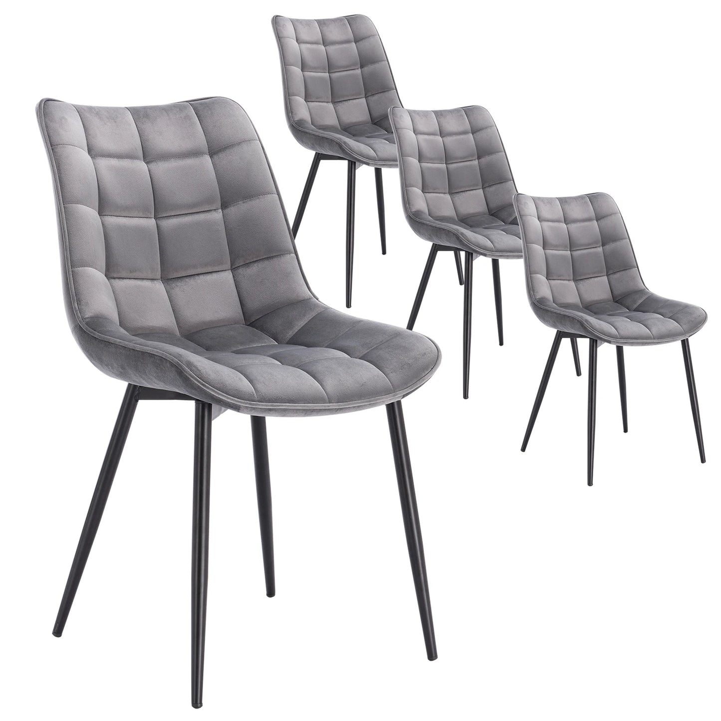 4PCs/Set Faux Leather/Fabric/Velvet/Linen Kitchen Chair  Dining Chairs Stable Metal Legs Upholstered Seat Kitchen Furniture