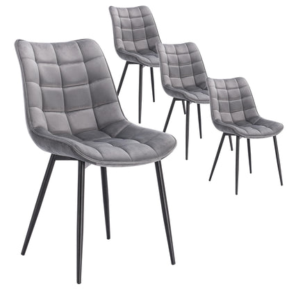 4PCs/Set Faux Leather/Fabric/Velvet/Linen Kitchen Chair  Dining Chairs Stable Metal Legs Upholstered Seat Kitchen Furniture