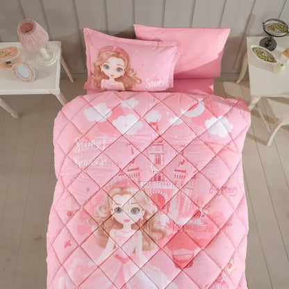Classy Single Ranforce Youth Pattern Duvet Cover Set Sweet Princess Sleeping Ensemble