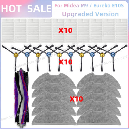 Fit For ( Midea M9, Eureka E10S, Eureka E20 Plus, Midea VCR S10 Plus, PObode A8 ) Parts Main Roller Side Brush Filter Mop Cloth