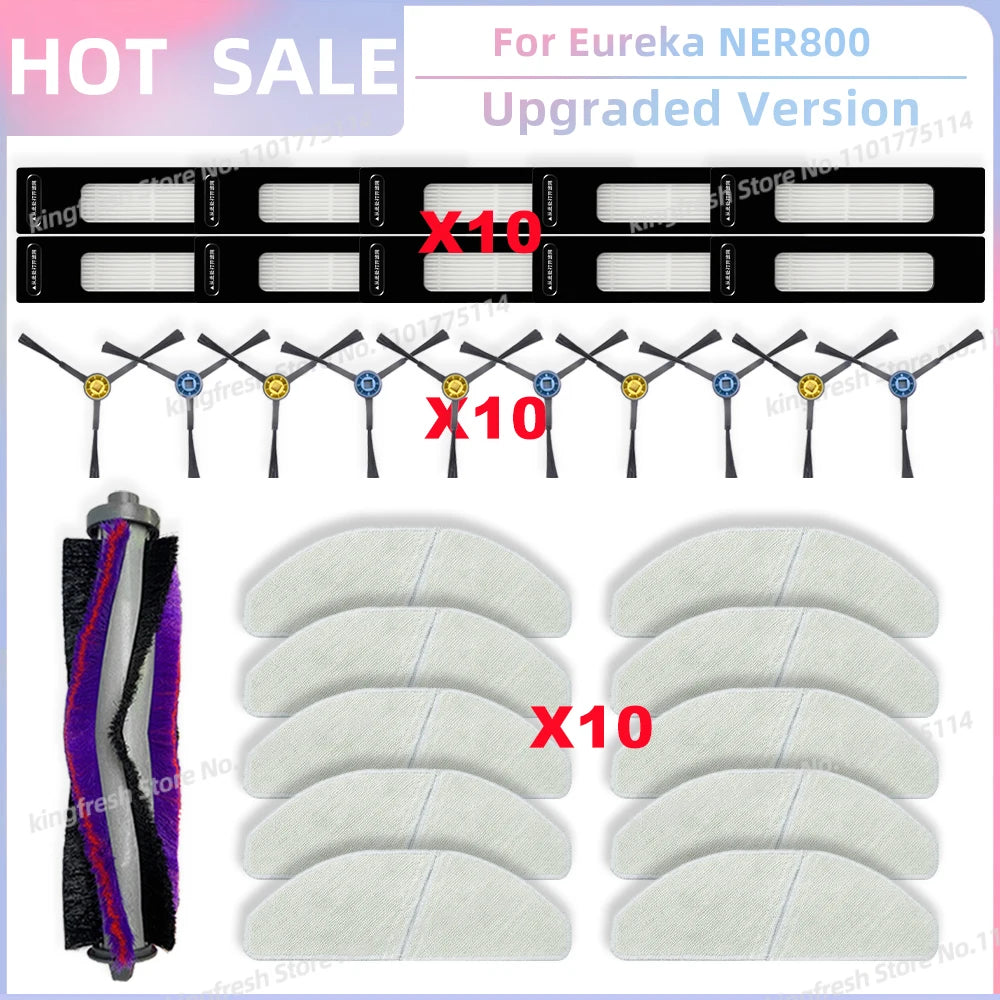 Compatible For Eureka NER800 Robot Vacuum Replacement Parts Main Roller Side Brush Hepa Filter Mop Cloth Accessories
