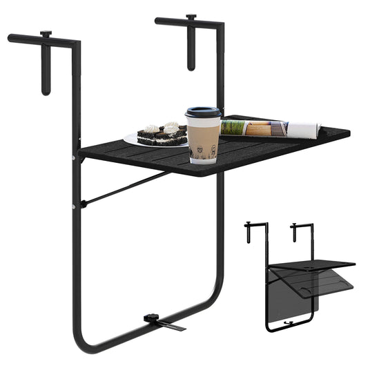 WOLTU Foldable Wall Hanging Balcony Table 3 Levels Height-Adjustable Weatherproof 60x36cm Computer Desk for Garden Outdoor