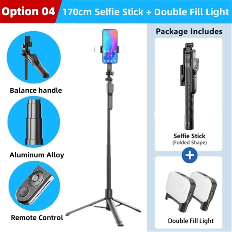 Roreta K28 Long Wireless Selfie Stick Tripod Stand Foldable Monopod With Remote shutter For Smartphones TIKTOK Shooting Live