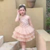 3-Tier Lace Sleeveless Beaded Knee-Length Princess Dress Baby Girls Summer Wedding Ceremony Birthday Party ODM Eco-Friendly