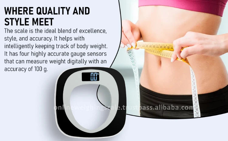 Custom Logo Large LCD Display Digital Personal Weighing Scale Standard Quality Tempered Glass Skid Proof Maximum Weight 180kg