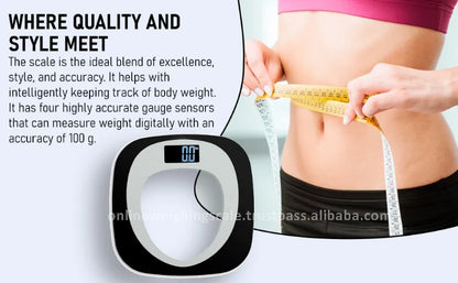 Custom Logo Large LCD Display Digital Personal Weighing Scale Standard Quality Tempered Glass Skid Proof Maximum Weight 180kg