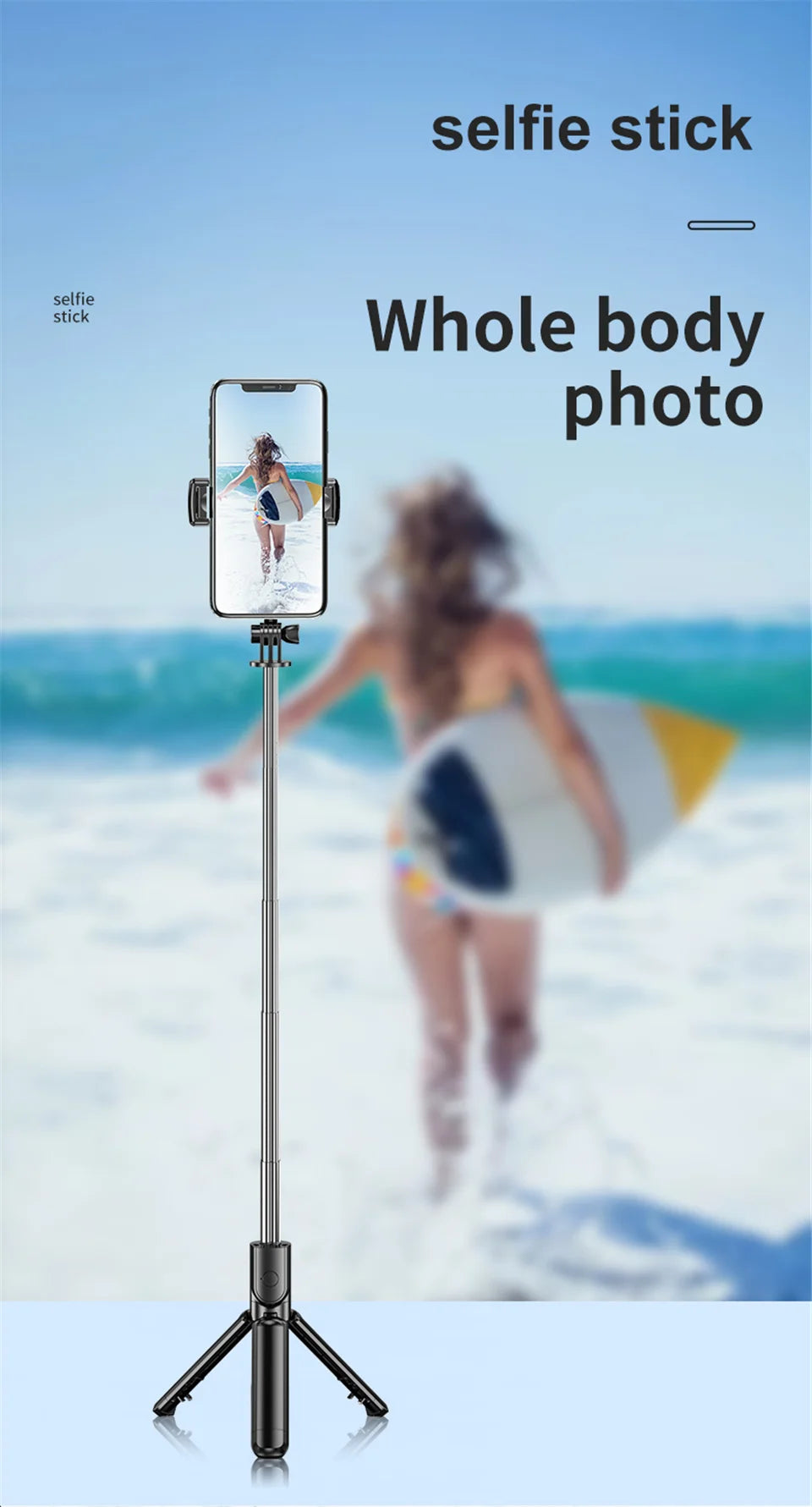 Roreta Wireless Selfie Stick Tripod Stand Bluetooth Remote Extendable Tripod for iPhone Mobile Phone Tiktok Live Streaming