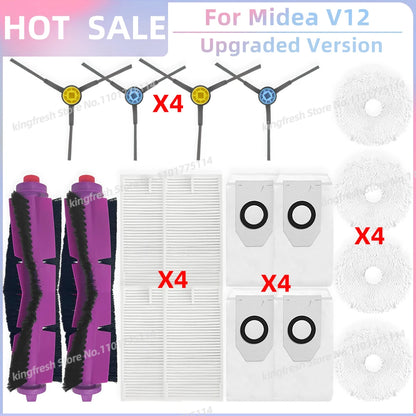 Fit for 미디어 Midea V12 / Eureka J12 Ultra Replacement Parts Accessories Main Roller Side Brush Hepa Filter Mop Cloth Dust Bag