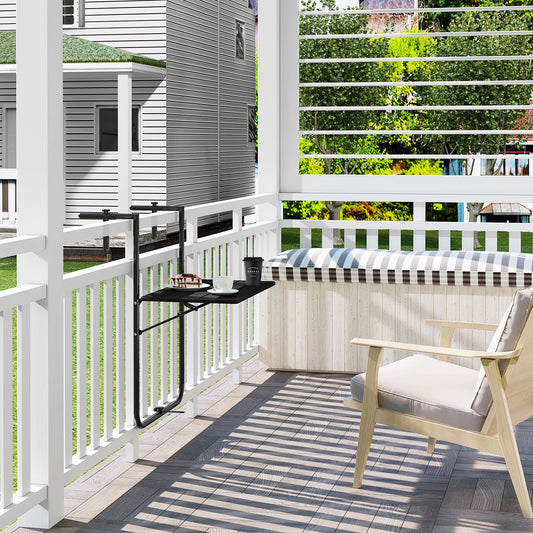 WOLTU Foldable Wall Hanging Balcony Table 3 Levels Height-Adjustable Weatherproof 60x36cm Computer Desk for Garden Outdoor