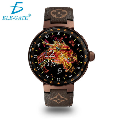 High Fashion Unisex Smartwatch Elegant Functional 5BAR Water Resistance Stop Watch Diver Features Android Compatible Leather
