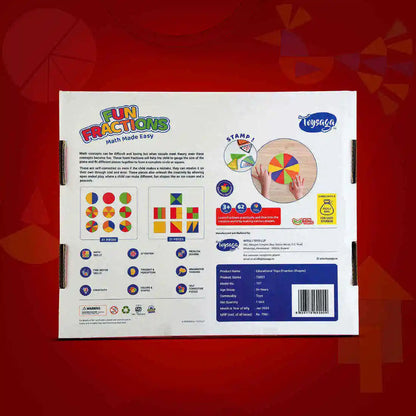 Toysaga Fun Fractions Math Made Easy Educational Puzzle Game Cardboard Material Kids Learning Fractions Shapes Basic Math Toy