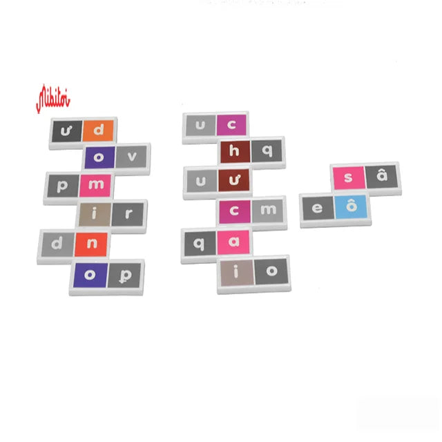 Mibitoi Montessori Unisex PP Plastic Alphabet Number Domino Set Fun Learning Educational Toys for Kids Ages 8-13 Certified
