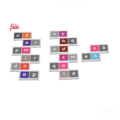 Mibitoi Montessori Unisex PP Plastic Alphabet Number Domino Set Fun Learning Educational Toys for Kids Ages 8-13 Certified